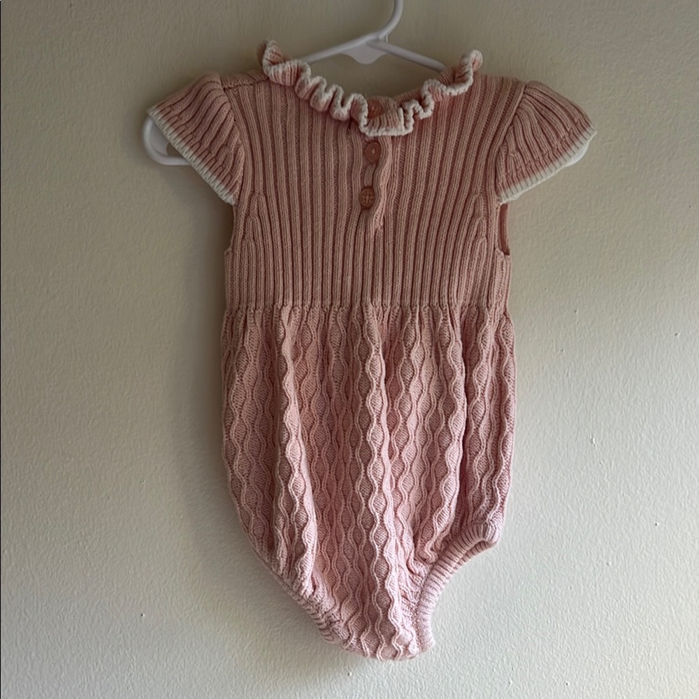 Pink Ruffled Knit Baby One Piece - Picture 2 of 2